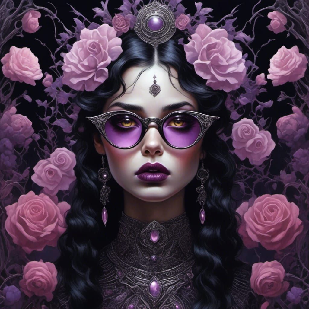 Gothic Goddess with Cosmic Eyes in Surreal Style