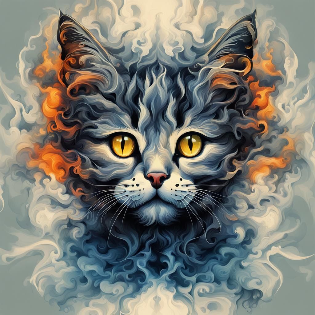 Abstract Smoke and Mirrors Kitten