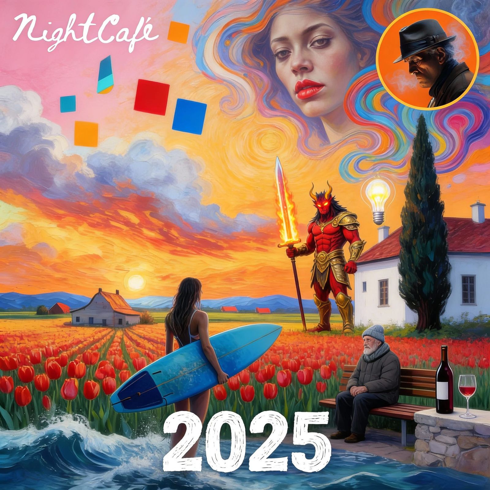 AI Collage of 2025 Artworks with Logo and Avatar