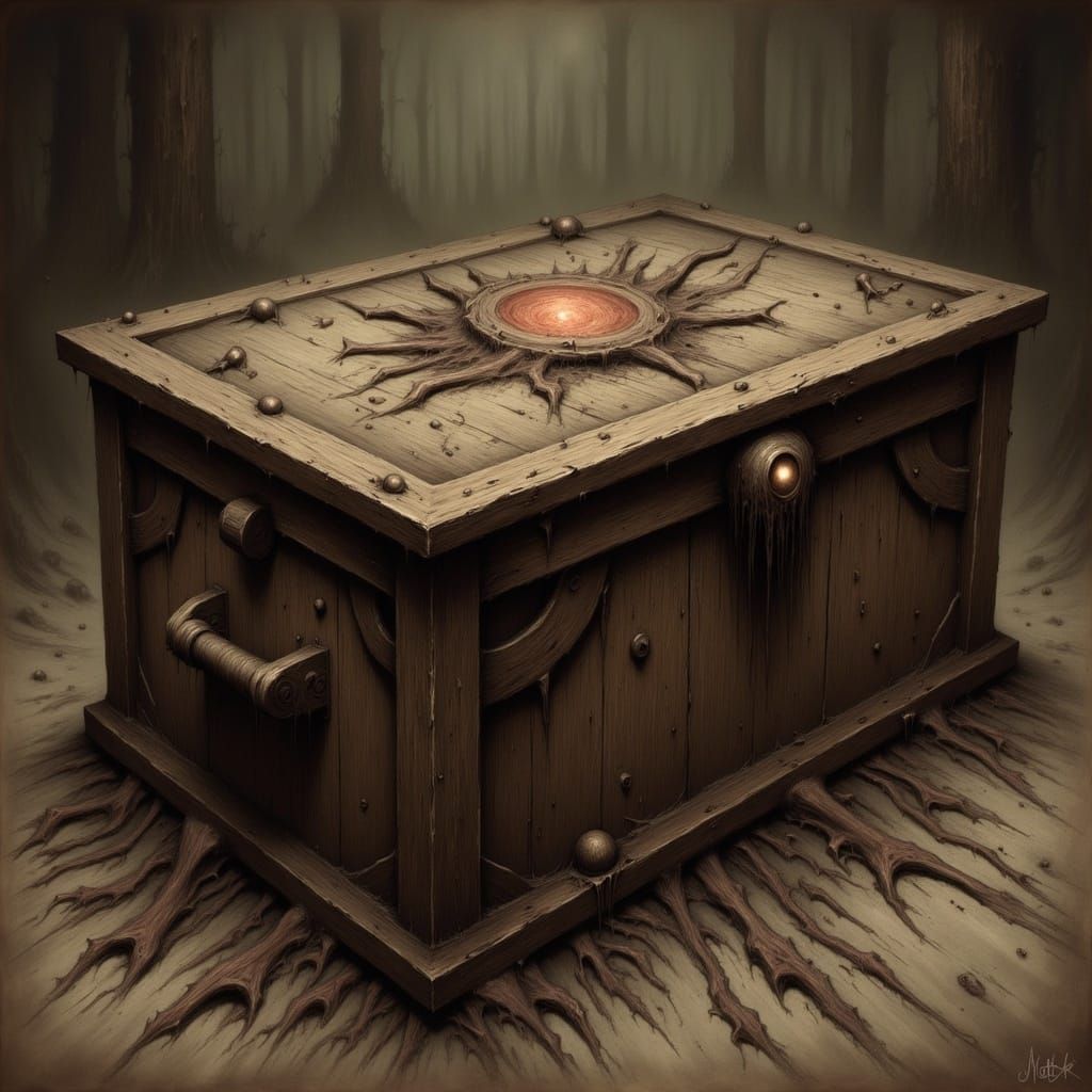 Mysterious Carved Box with Scratching Sounds