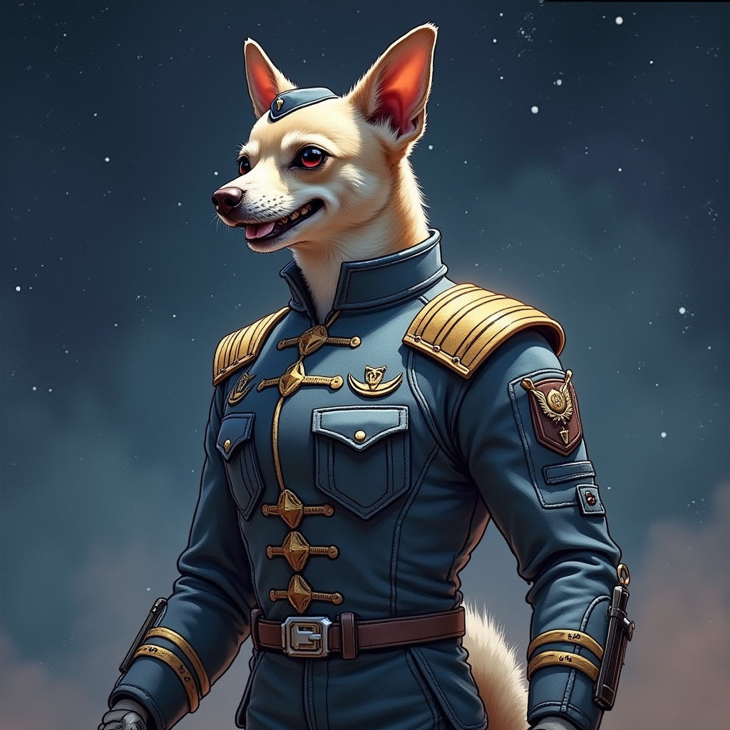Chihuahua Space Warrior in Military Uniform