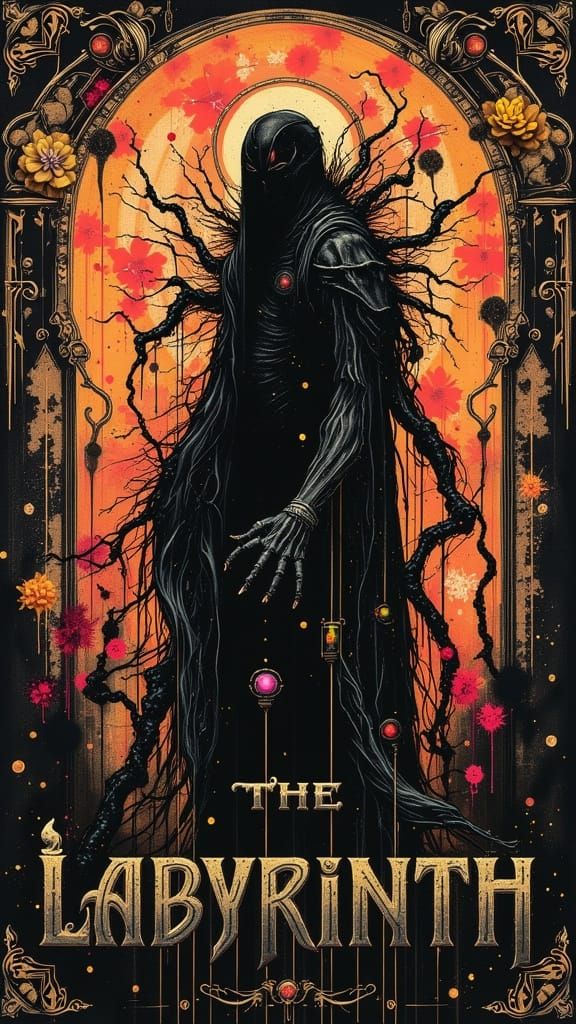 The Labyrinth Movie Poster Reimagined in Art Nouveau Style