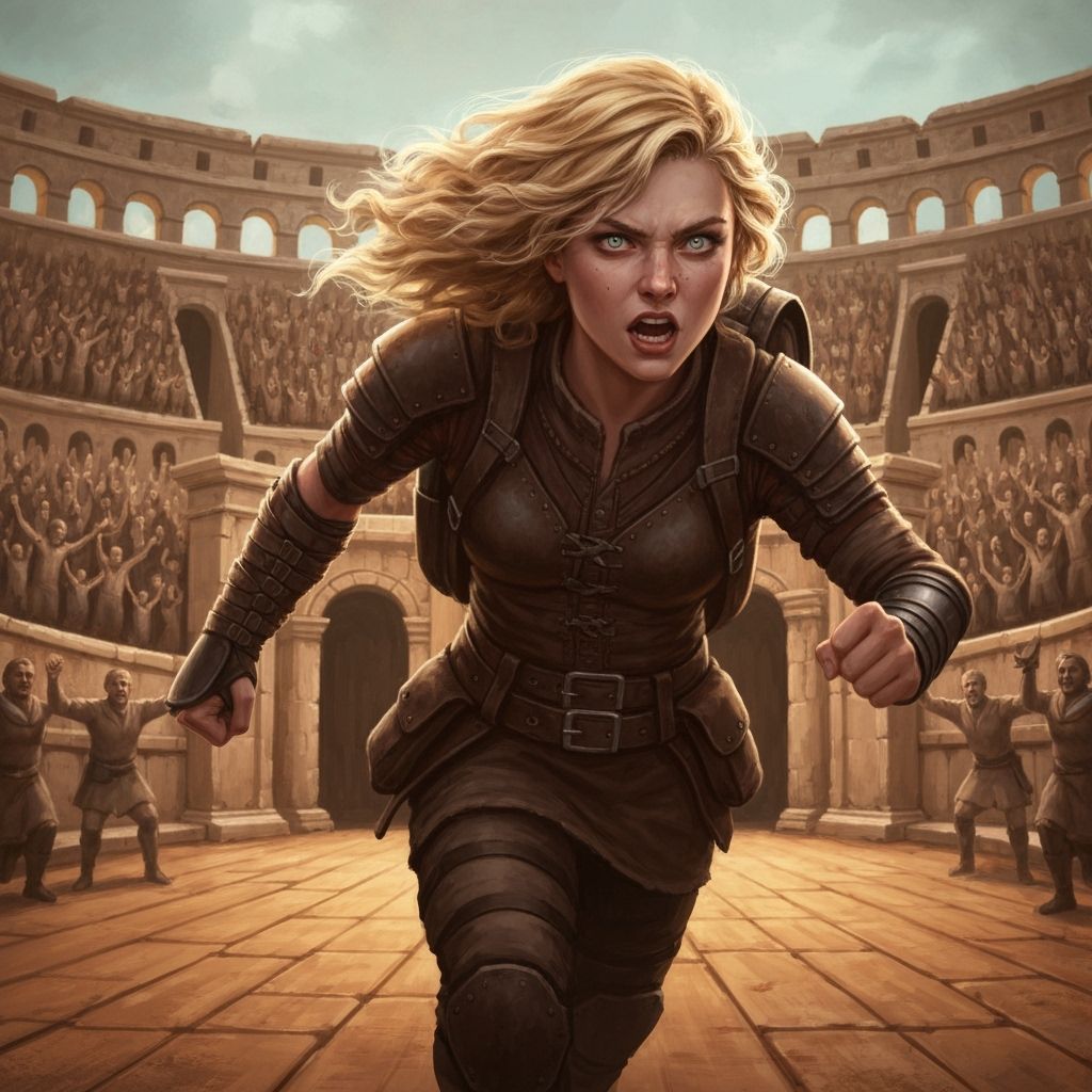 Fierce Woman Races Through Ancient Amphitheater