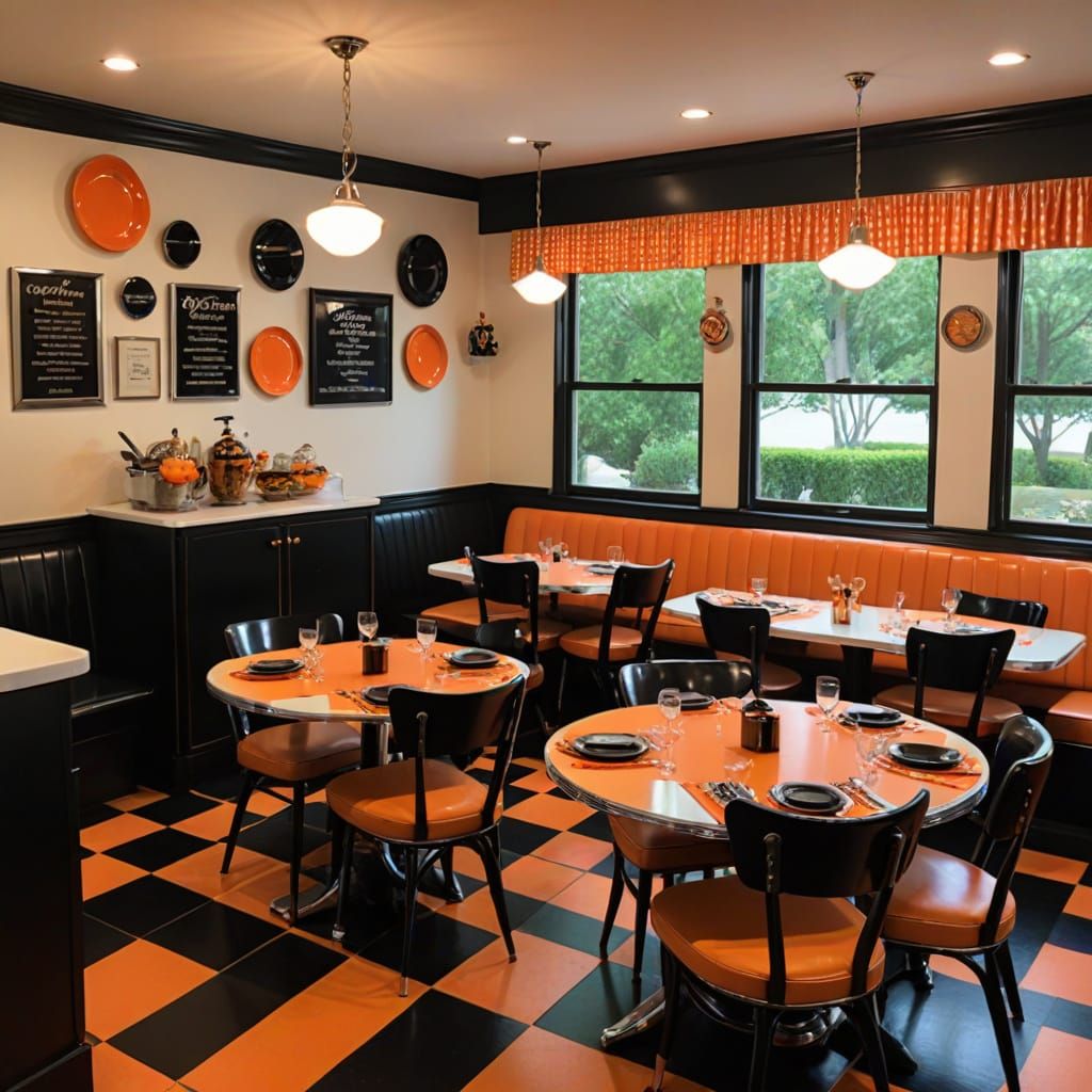 1950s American Diner with Polka Dot Design