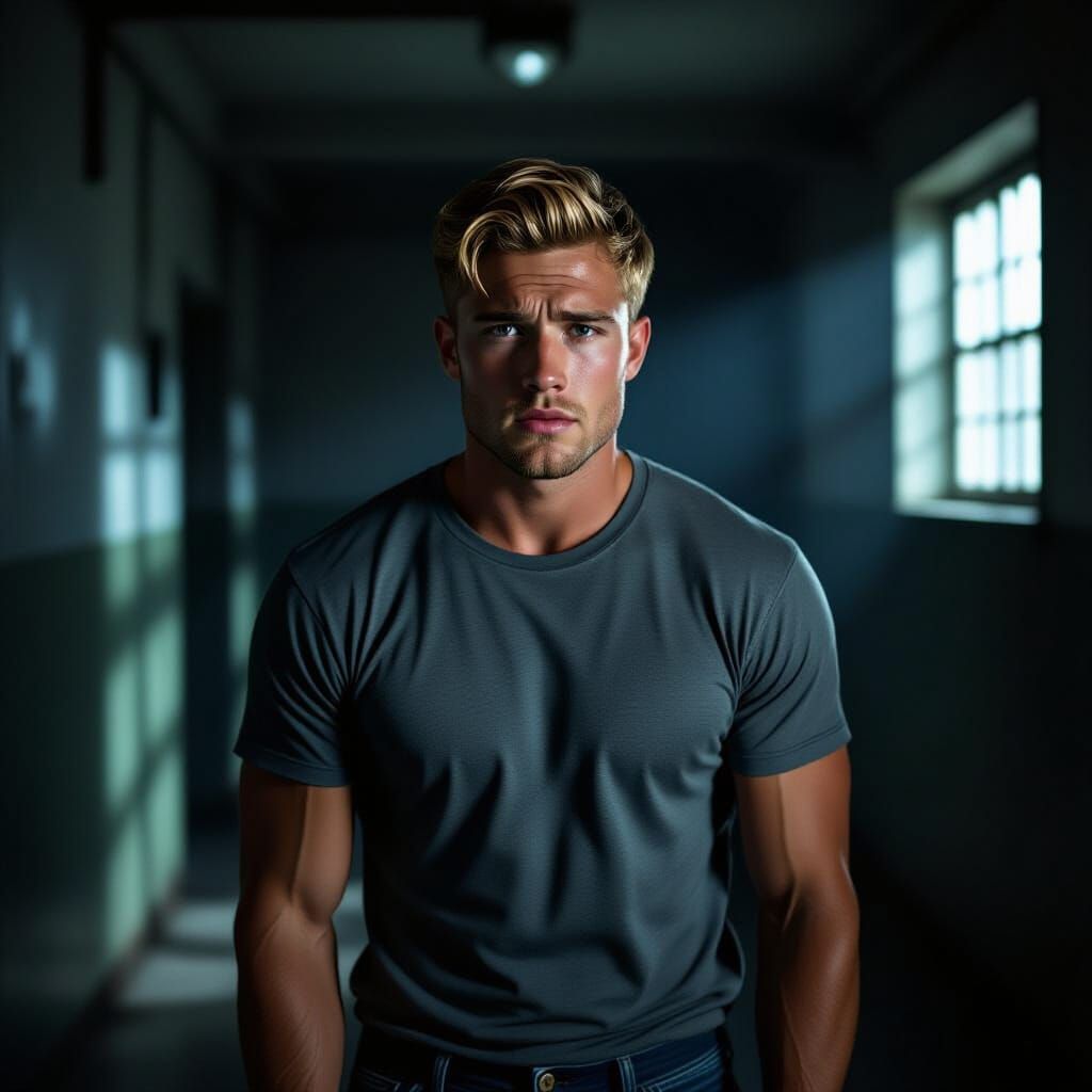 Distressed Man Trapped in Barracks at Night