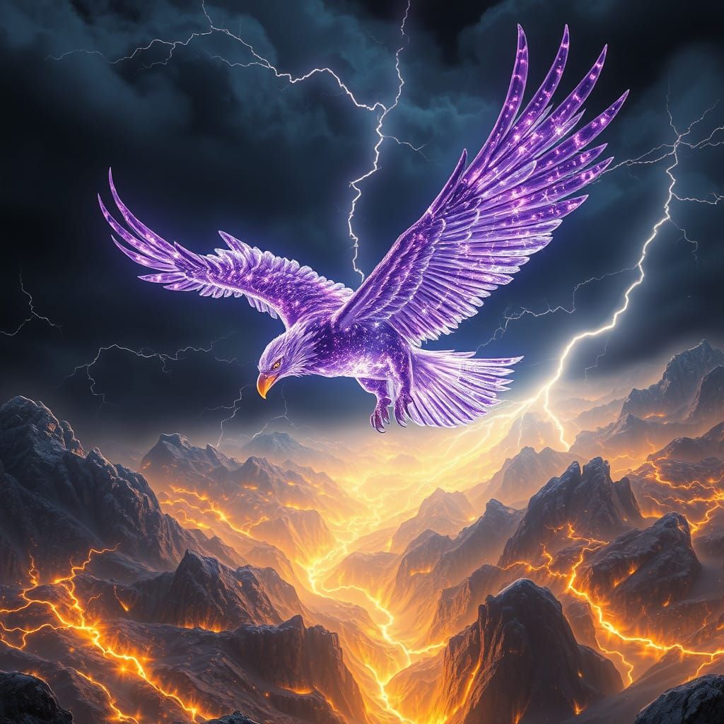 Ethereal Eagle Soars Through Celestial Storm