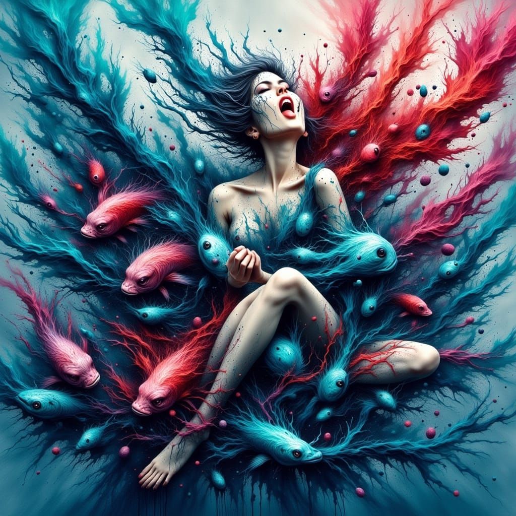 Betta splendens with women