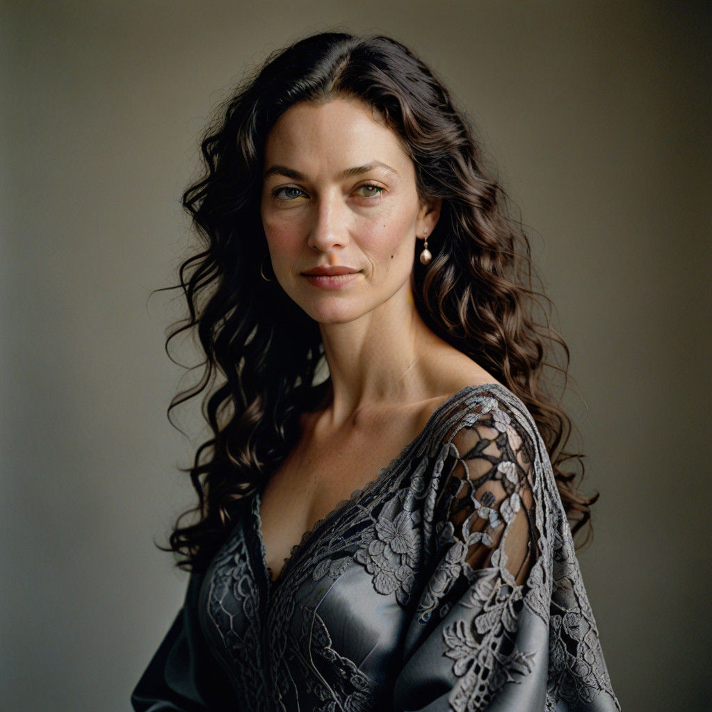 Elegant Portrait in Softbox Lighting with Luxurious Fabrics