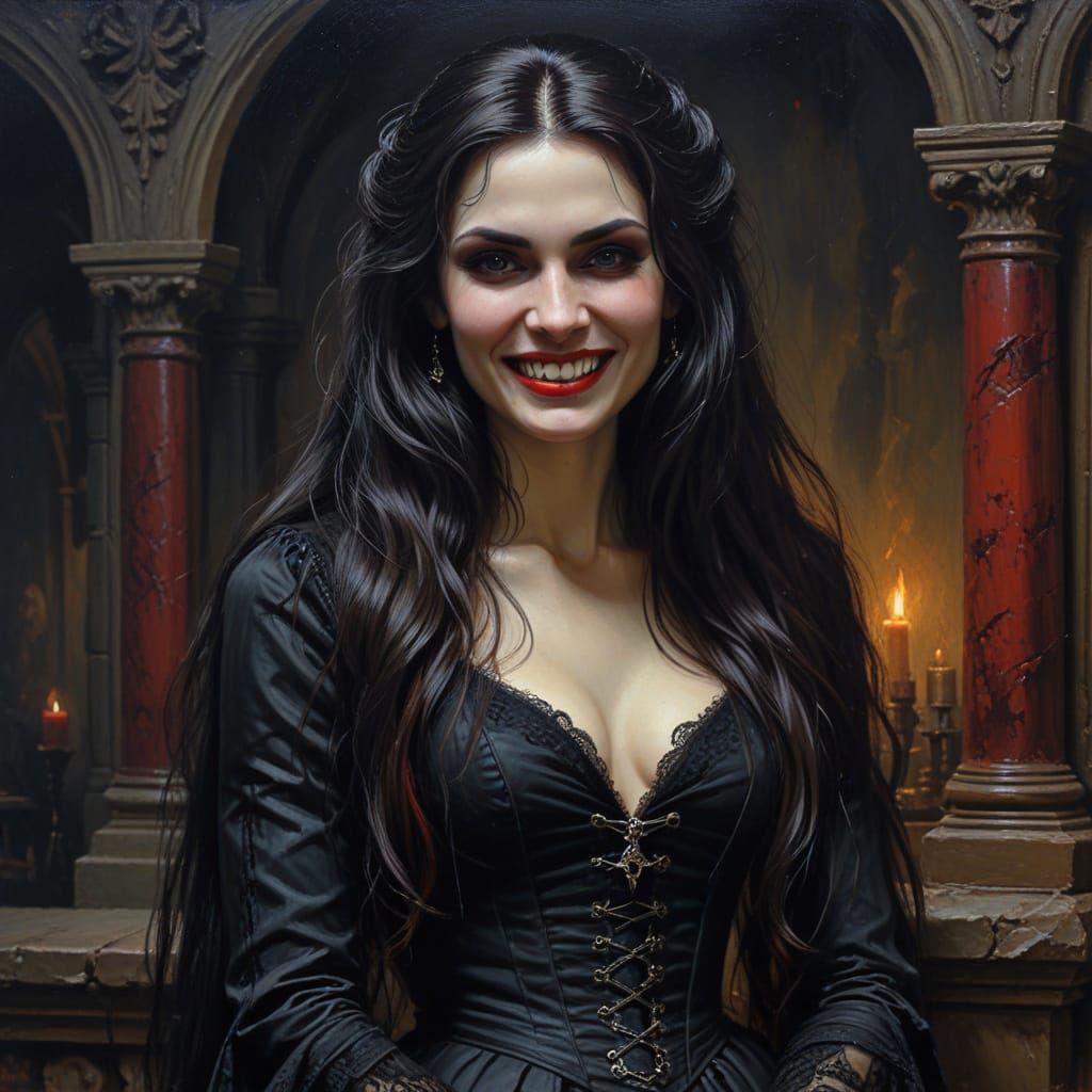 Ethereal Vampire Goddess in Midnight Carmines