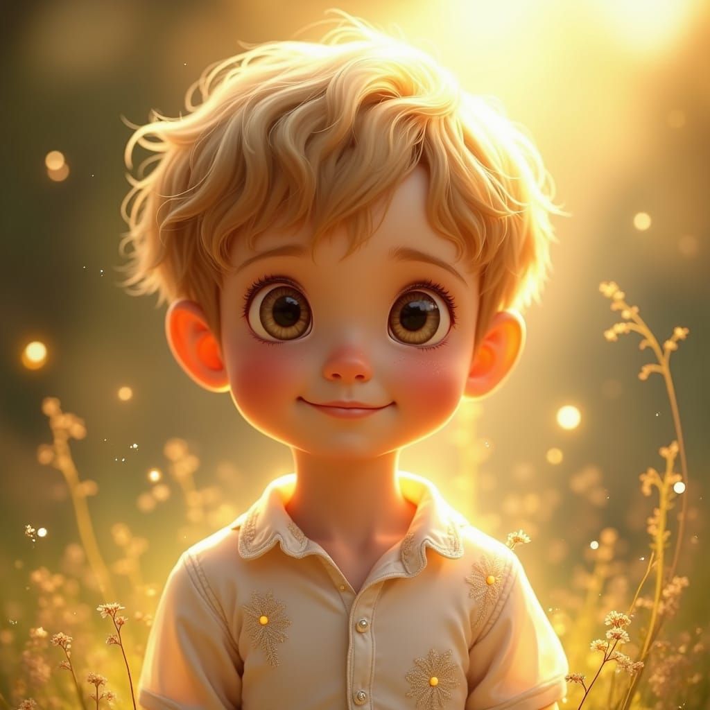 Charming Youth in Golden Light