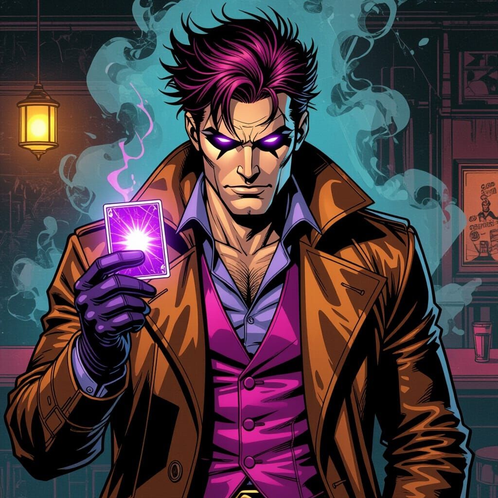 Gambit Comic Art Vintage Cover with Radiant Card