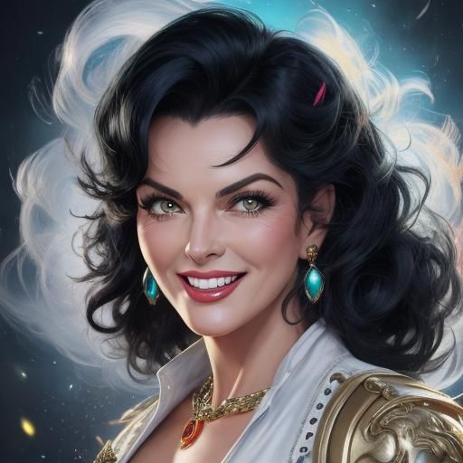 Smiling Woman Portrait in Manga Anime Style