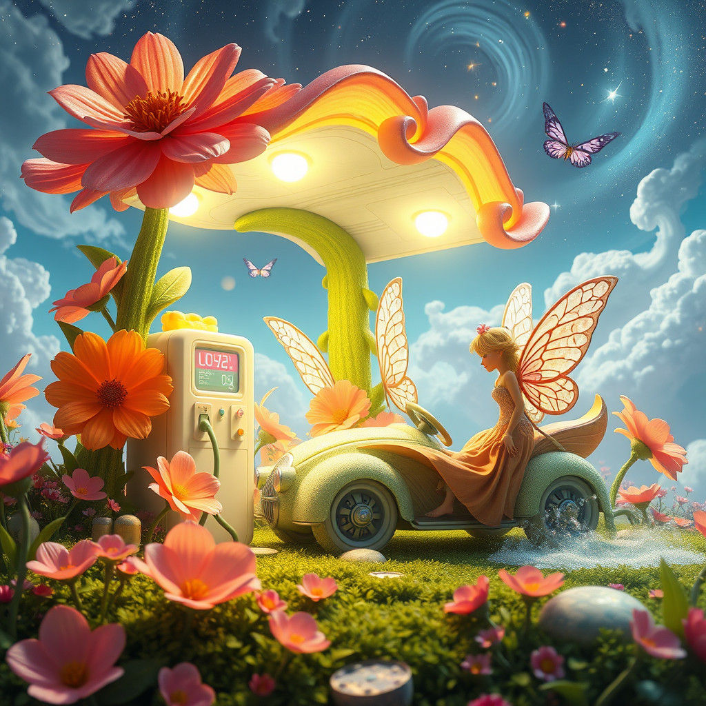 Enchanted Flower Gas Station with Fairies
