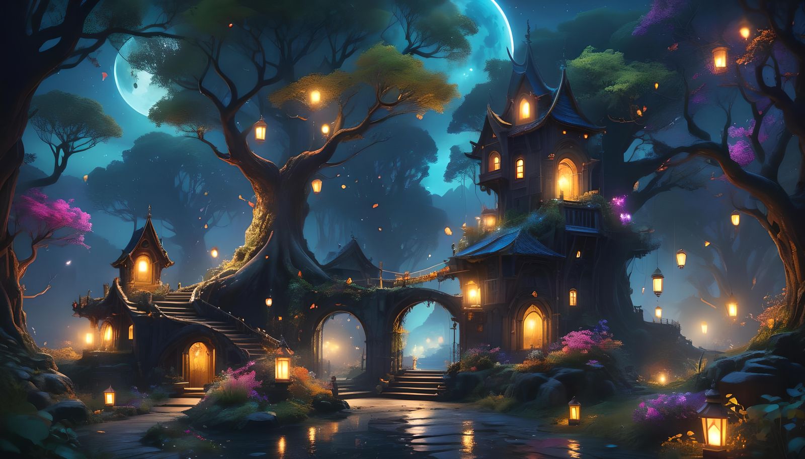 Ethereal Spirit of Happiness in Colorful Night