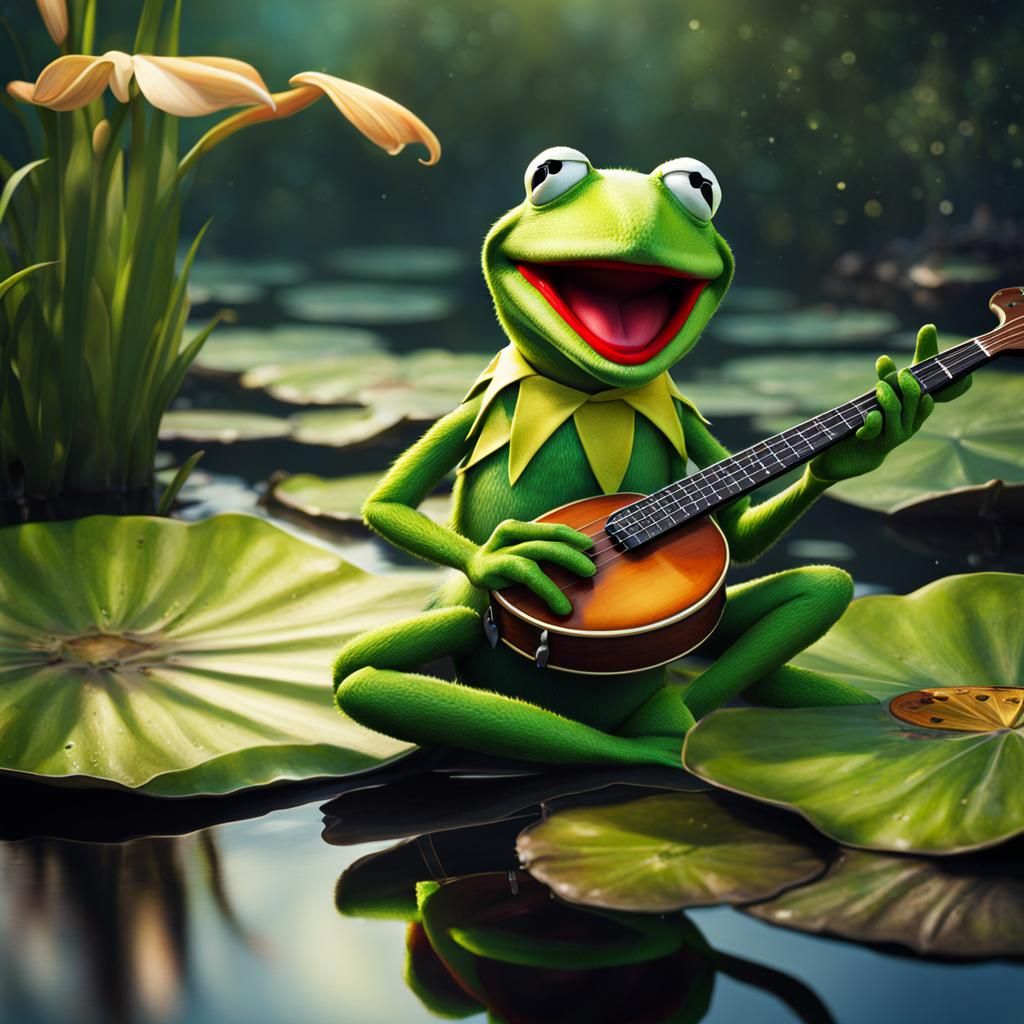 Kermit the Frog Plays Banjo in Swamp