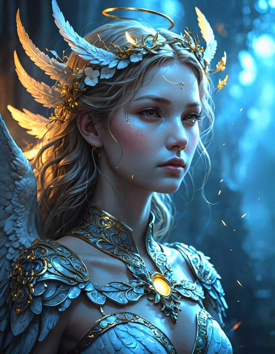 Ethereal Angel with Radiant Wings