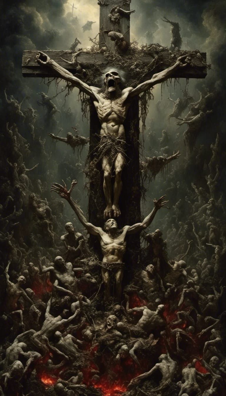 Crucified King in Dark Fantasy Hellscape