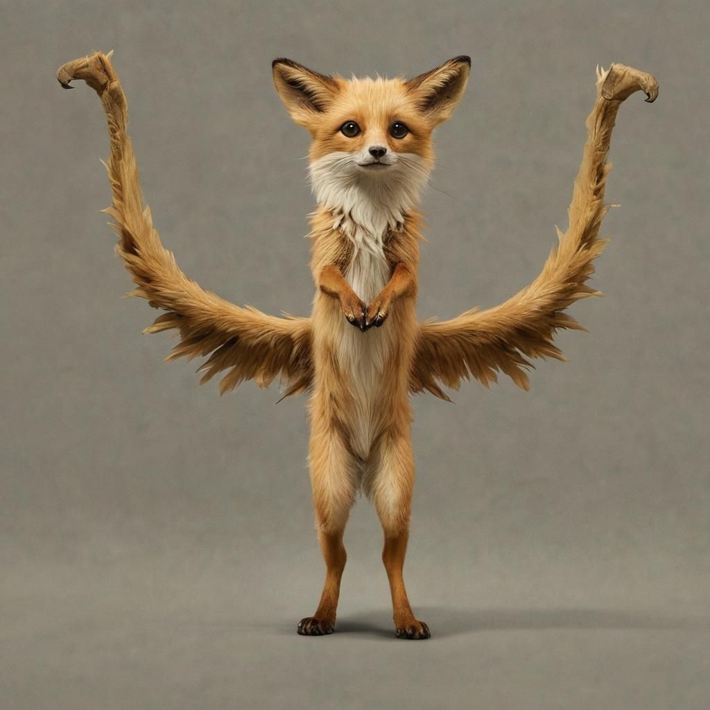 Hybrid Creature with Fox Body and Phoenix Wings