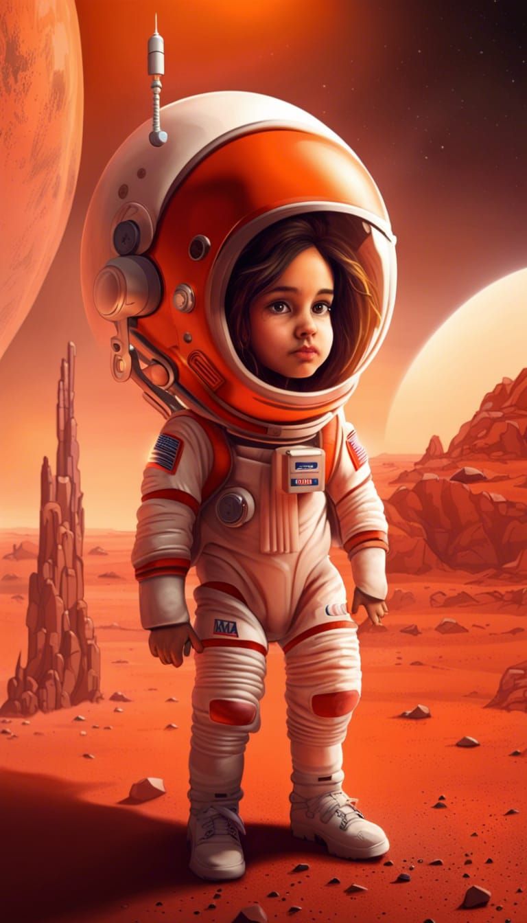 Girl Astronaut Living in Mars City