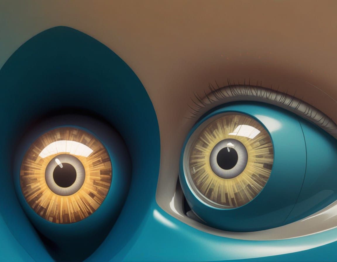 Surprised Eyes Emoji in Futuristic Cityscape