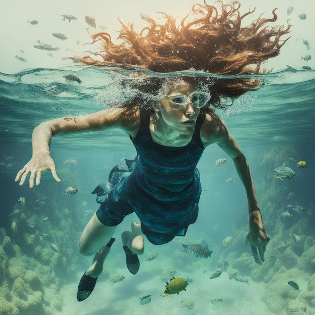 Ethereal Woman Underwater: Serene Aquatic Composition