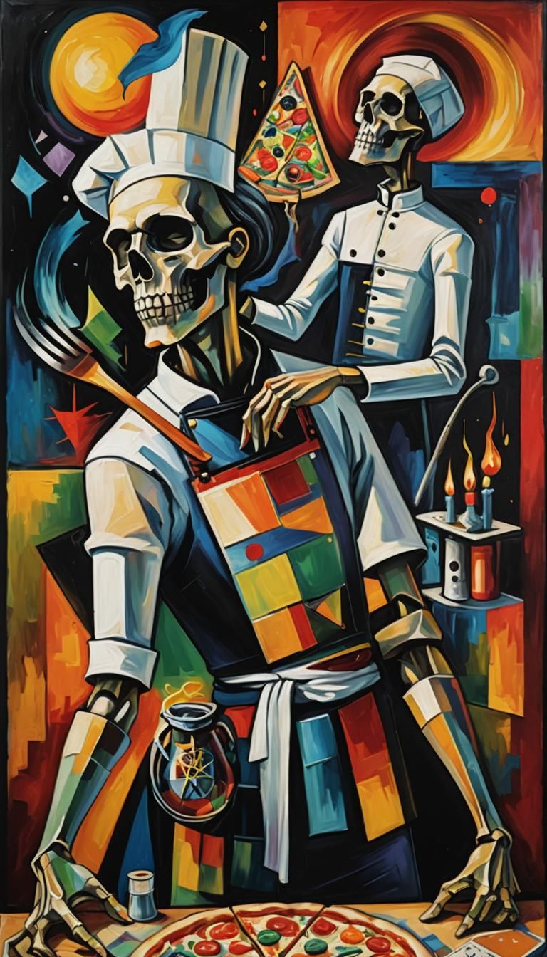 Cubist Death Chef Designs a Pizza Masterpiece