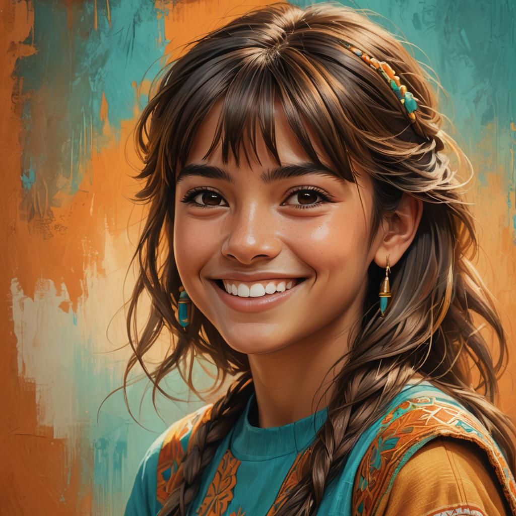 Mexican Girl Portrait in 80s Comicbook Style