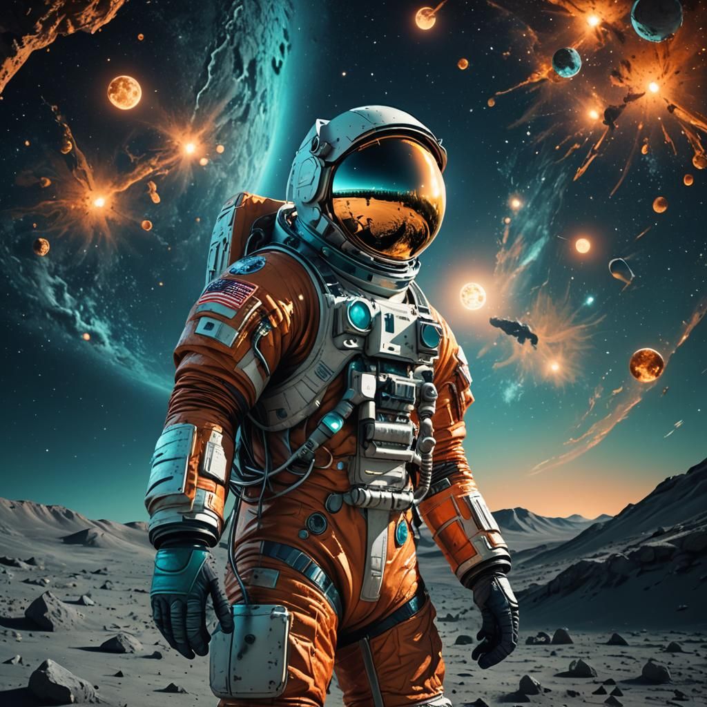 Astronaut's Gaze: Surreal Digital Art on the Moon