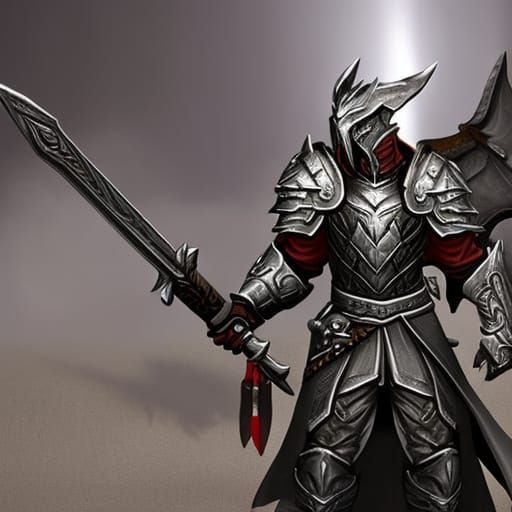 Silver Dragonborn Paladin with Greatsword in Tavern