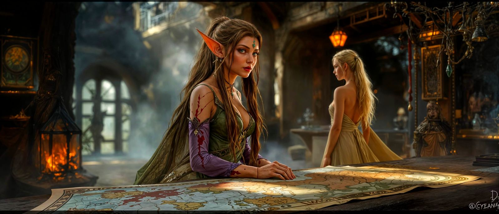 Ethereal Wood Elf Huntress in Ancient Ruins