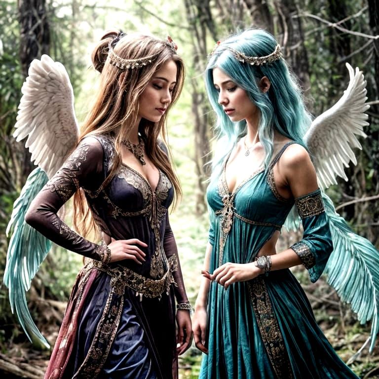 Good Fairy and Evil Fairy in Digital Art