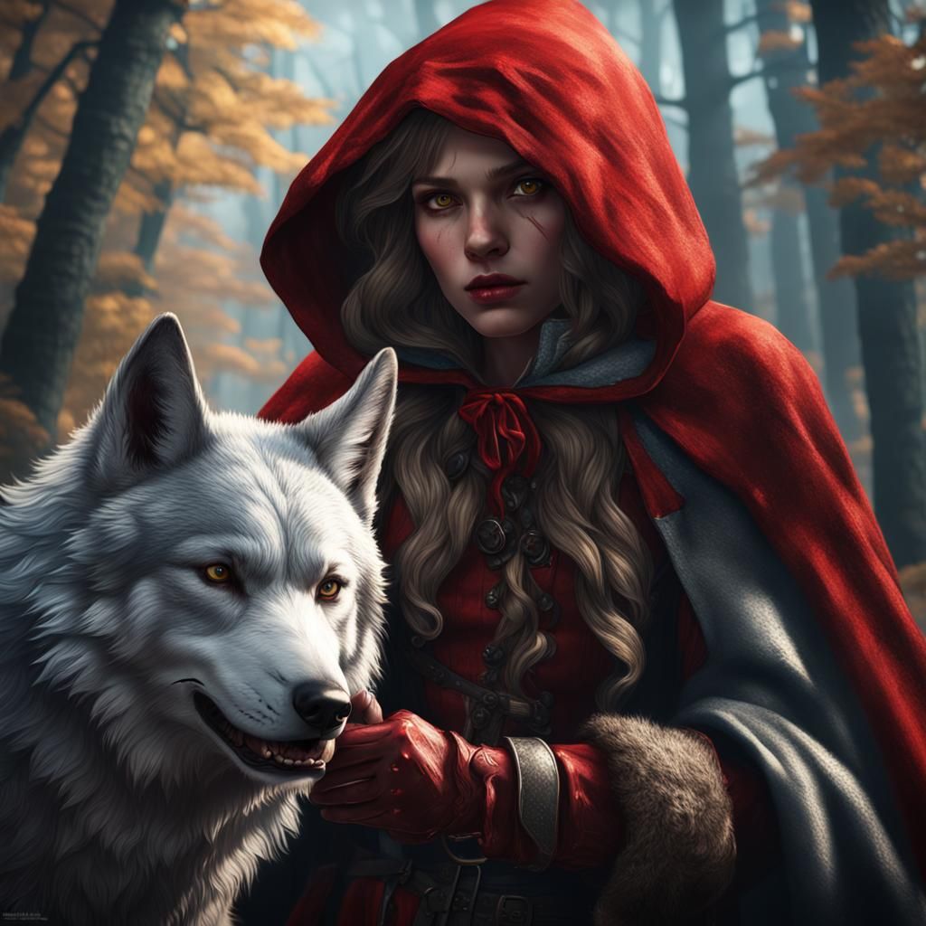 Red Riding Hood and Wolf: Fantasy Concept Art
