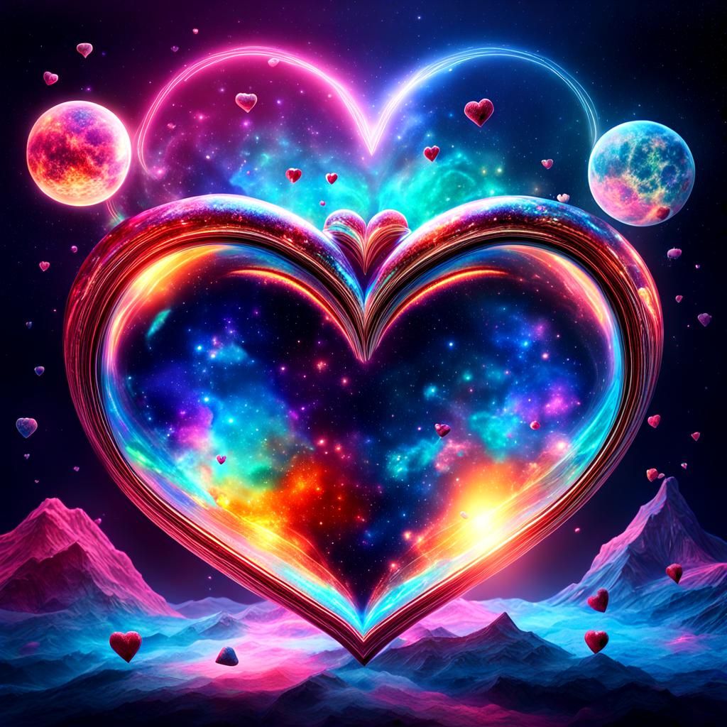 Hyperrealistic Holographic Love Heart by Pablo Amaringo