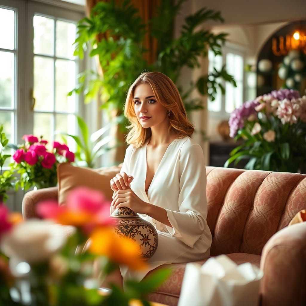 Elegant Woman in a Summery Sanctuary