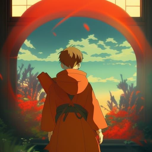 Ninja in Studio Ghibli Anime Style