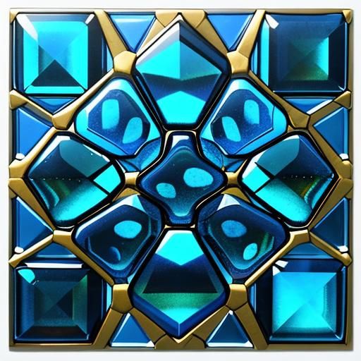 Abstract Cubist Glass Bricks Under Blue Sky