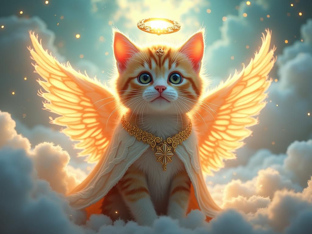 Cat Angel Costume in Medieval Stained Glass Style