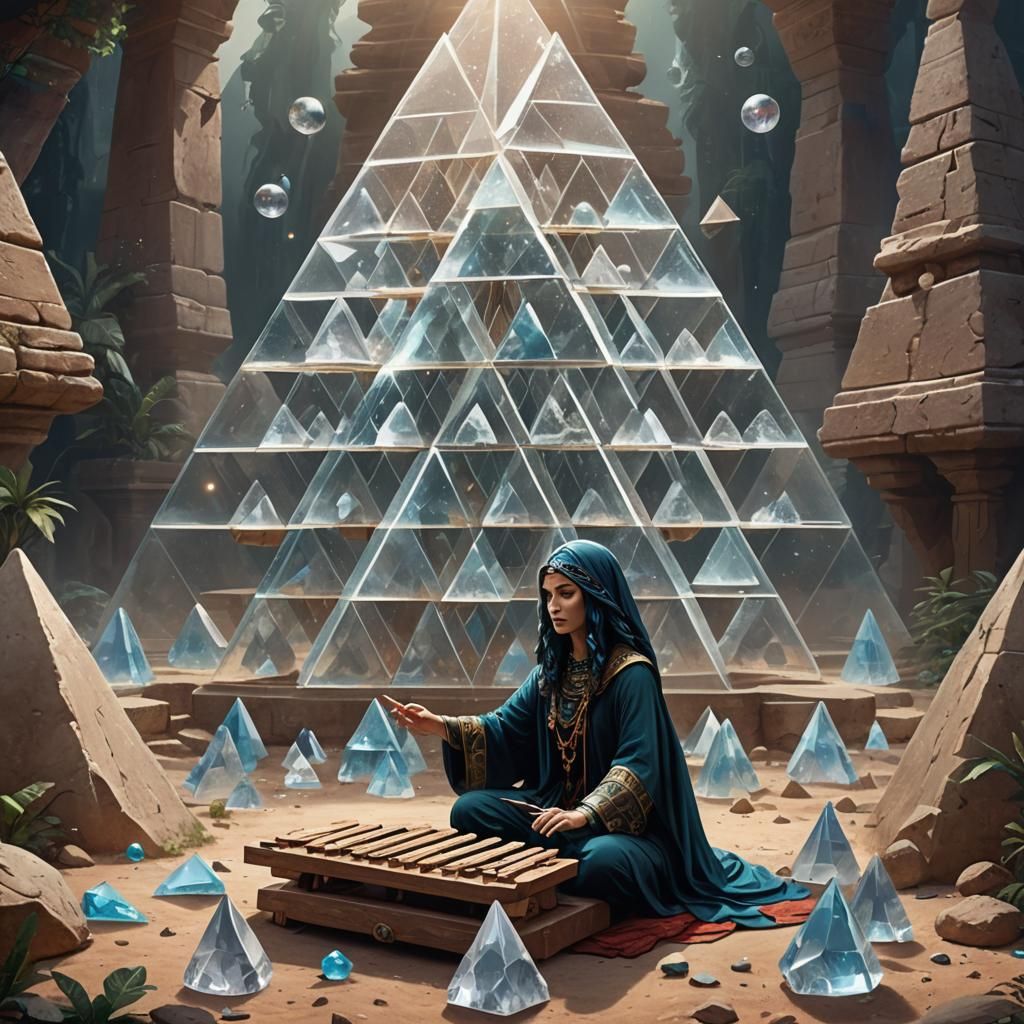 Atlantean Sorceress Plays Xylophone by Pyramid