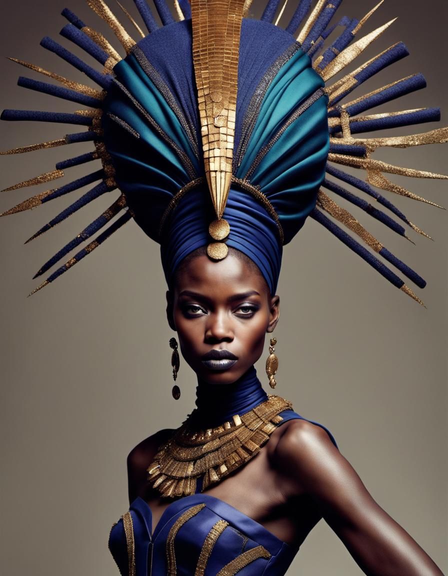 African Queen in Avant-Garde Haute Couture Fashion