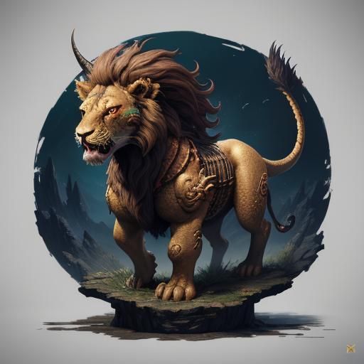 Detailed Chimera Digital Painting in Fantasy Style