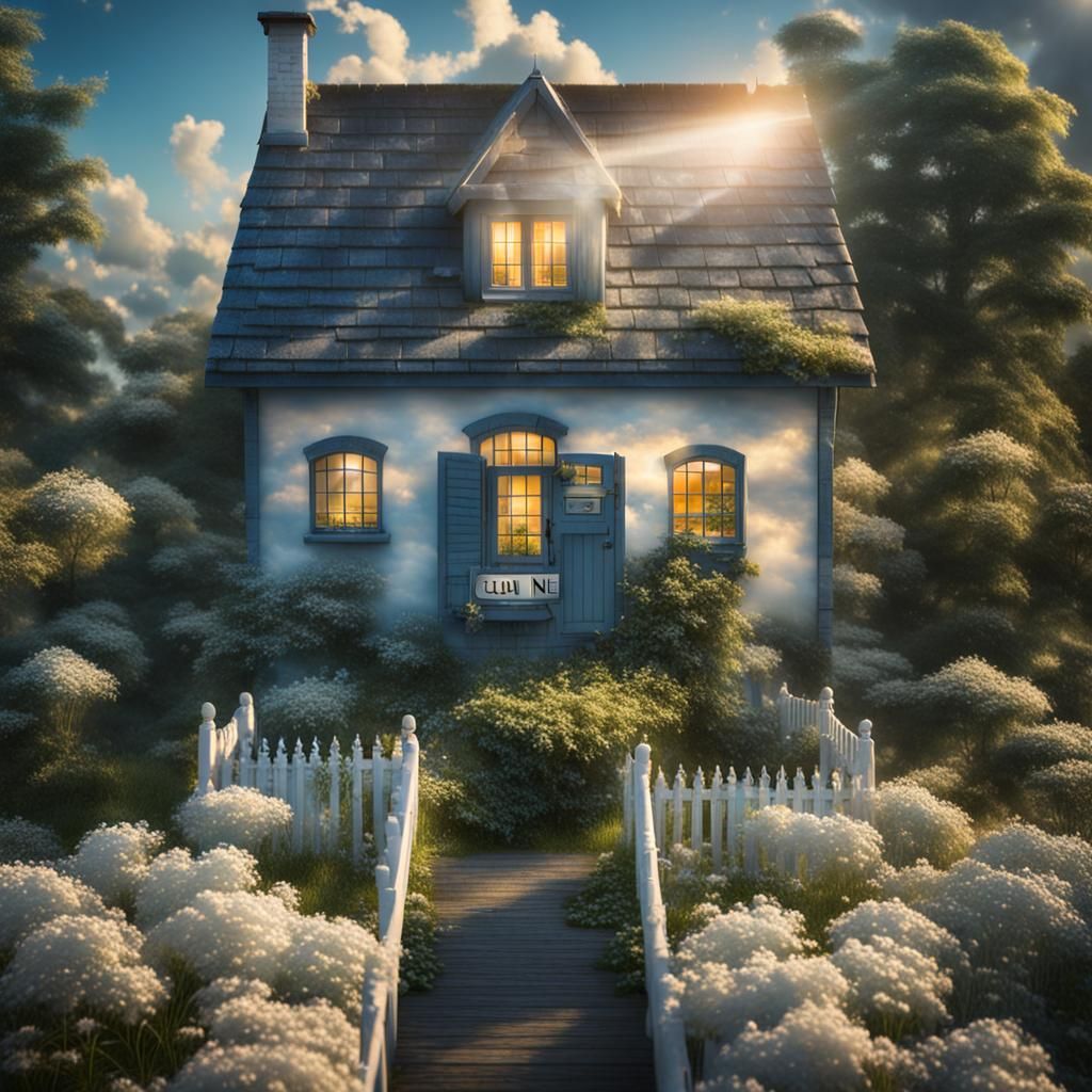 Heavenly Floating Island in the Clouds