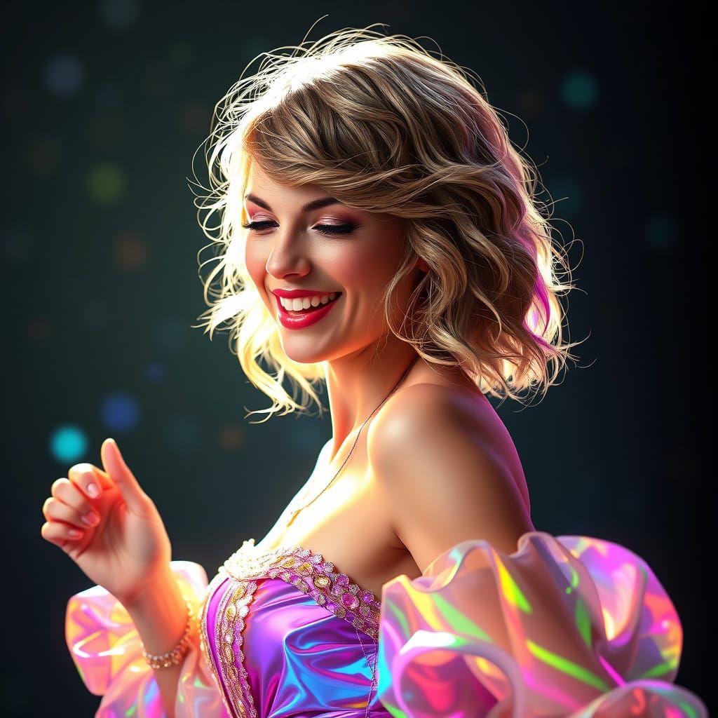 Vibrant Taylor Swift Dances in Whirlwind of Color