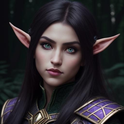 Night Elf Warrior Hidden in Dark Fantasy Woods