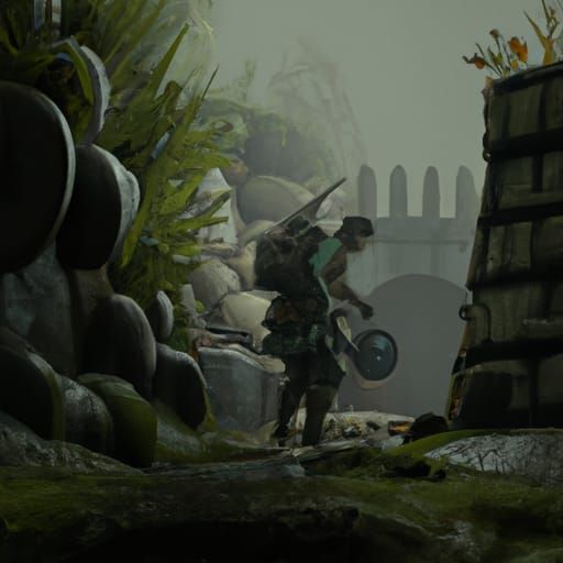 British Soldier in Dark Trench: Detailed Matte Painting