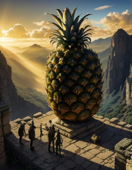 Colossal Pineapple in Ancient Ruins