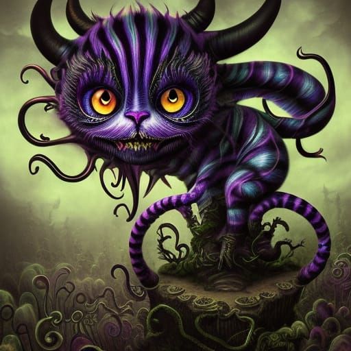 Demon Cheshire Cat in Rococo Steampunk Style