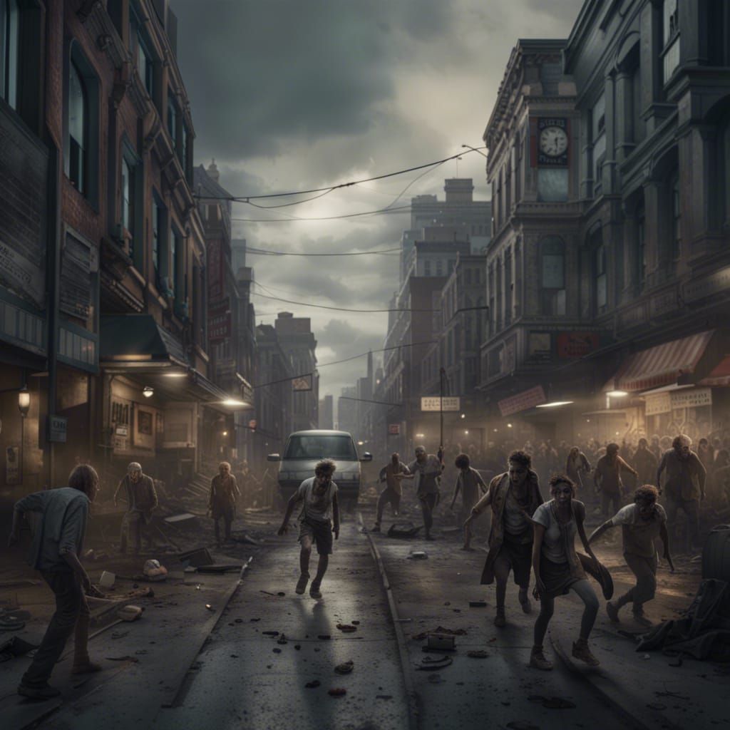 Zombies in Run-Down Town: Cinematic Digital Painting