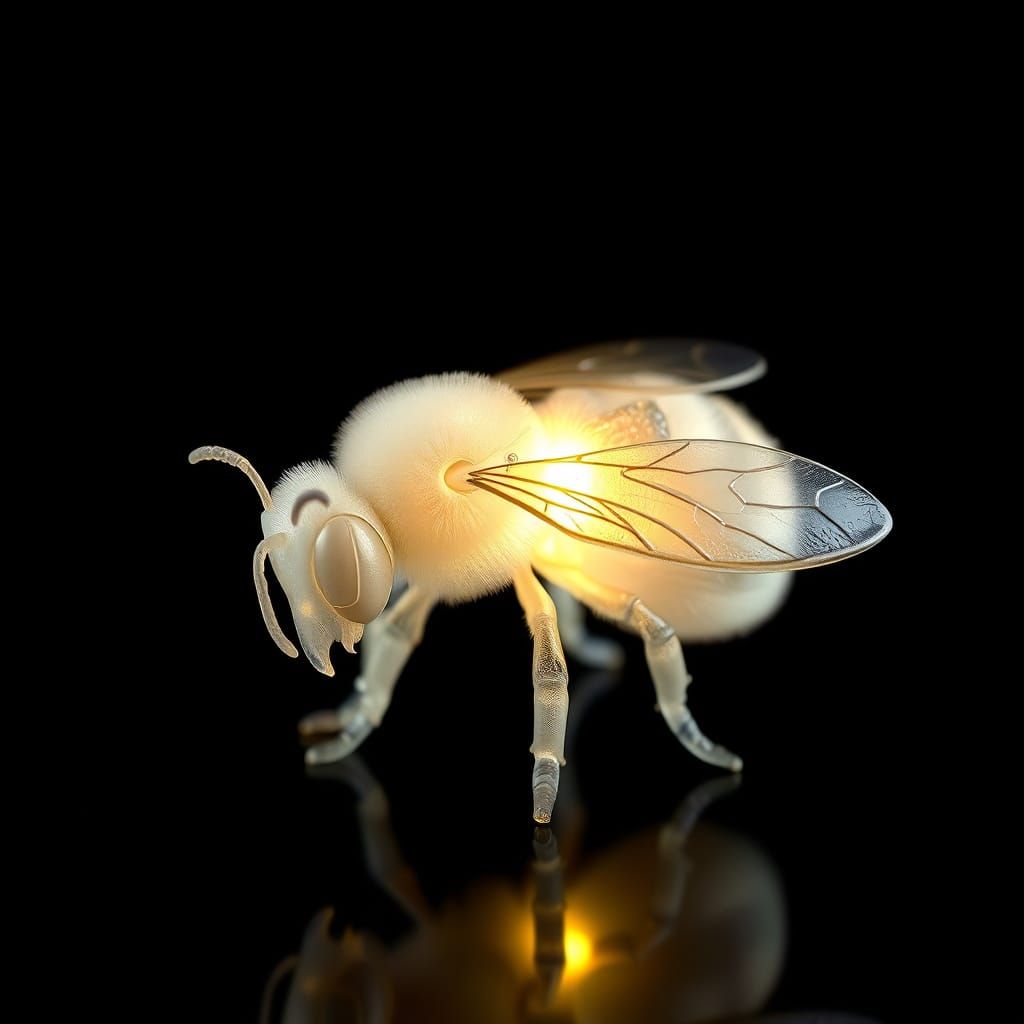 Ethereal Glass Bumble Bee Sculpture Radiates Warm Glow