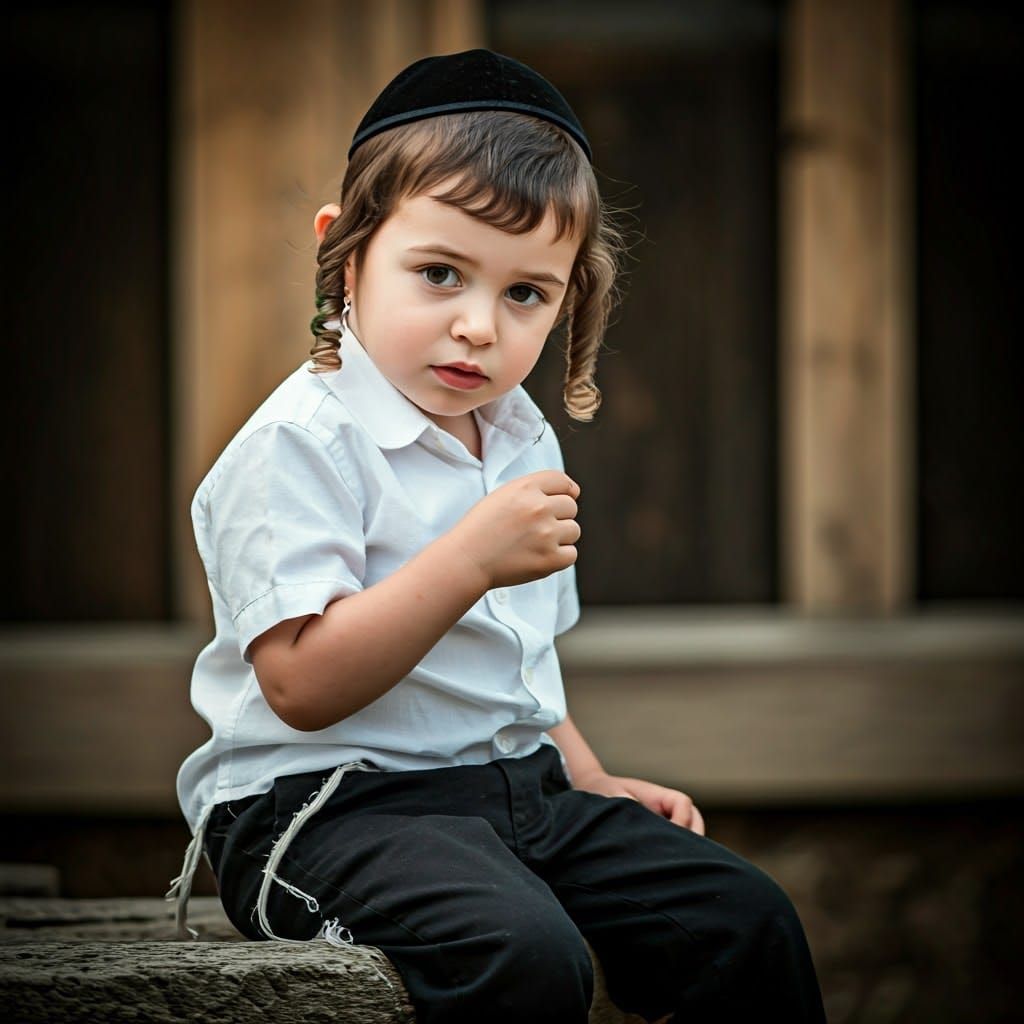 Orthodox Boy with Four Species: Cinematic Still