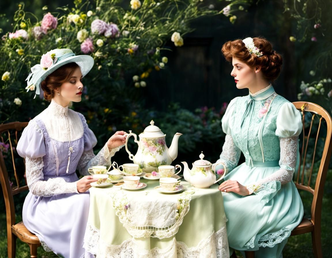 Elegant Edwardian Tea Party in Art Nouveau Style